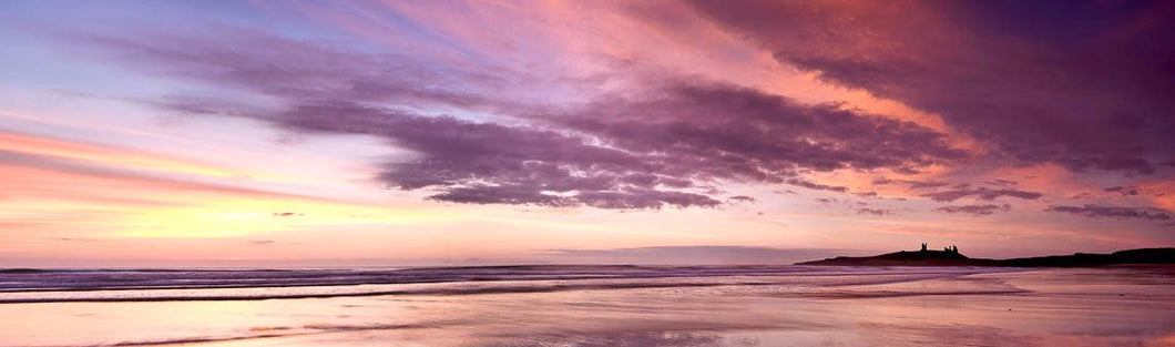 Dunstanburgh Castle scarlet dawn Ref-PC258