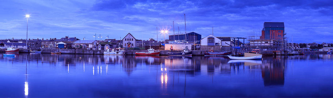 Amble Harbour dawn Northumberland panoramic photograph
