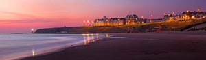 Tynemouth Longsands beach dawn panoramic photograph