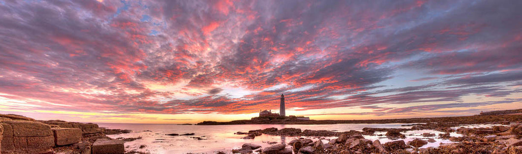 Saint Mary's Lighthouse Whitley Bay at dawn panoramic photograph