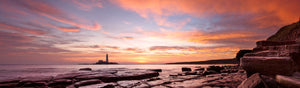 Saint Mary's Lighthouse Whitley Bay at dawn panoramic photograph